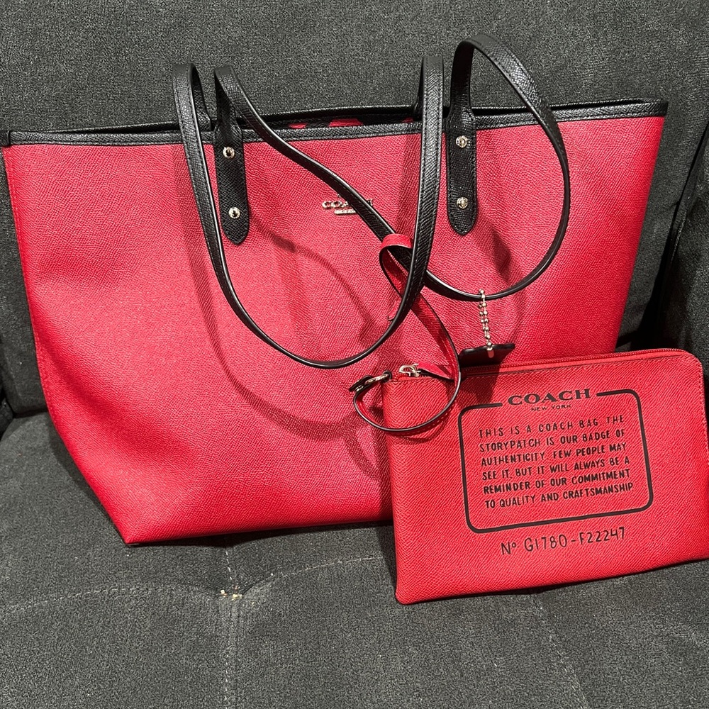 NEW Red Reversible Coach Tote Bag